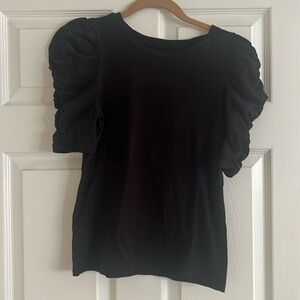 Loft black cotton puffy sleeve t shirt